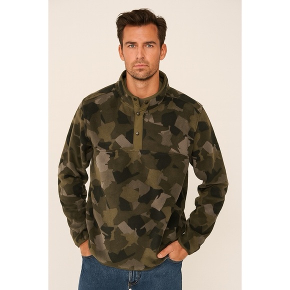 Blake Shelton x Lands’ End Camo Camouflage Pullover Snap Fleece - Picture 1 of 11